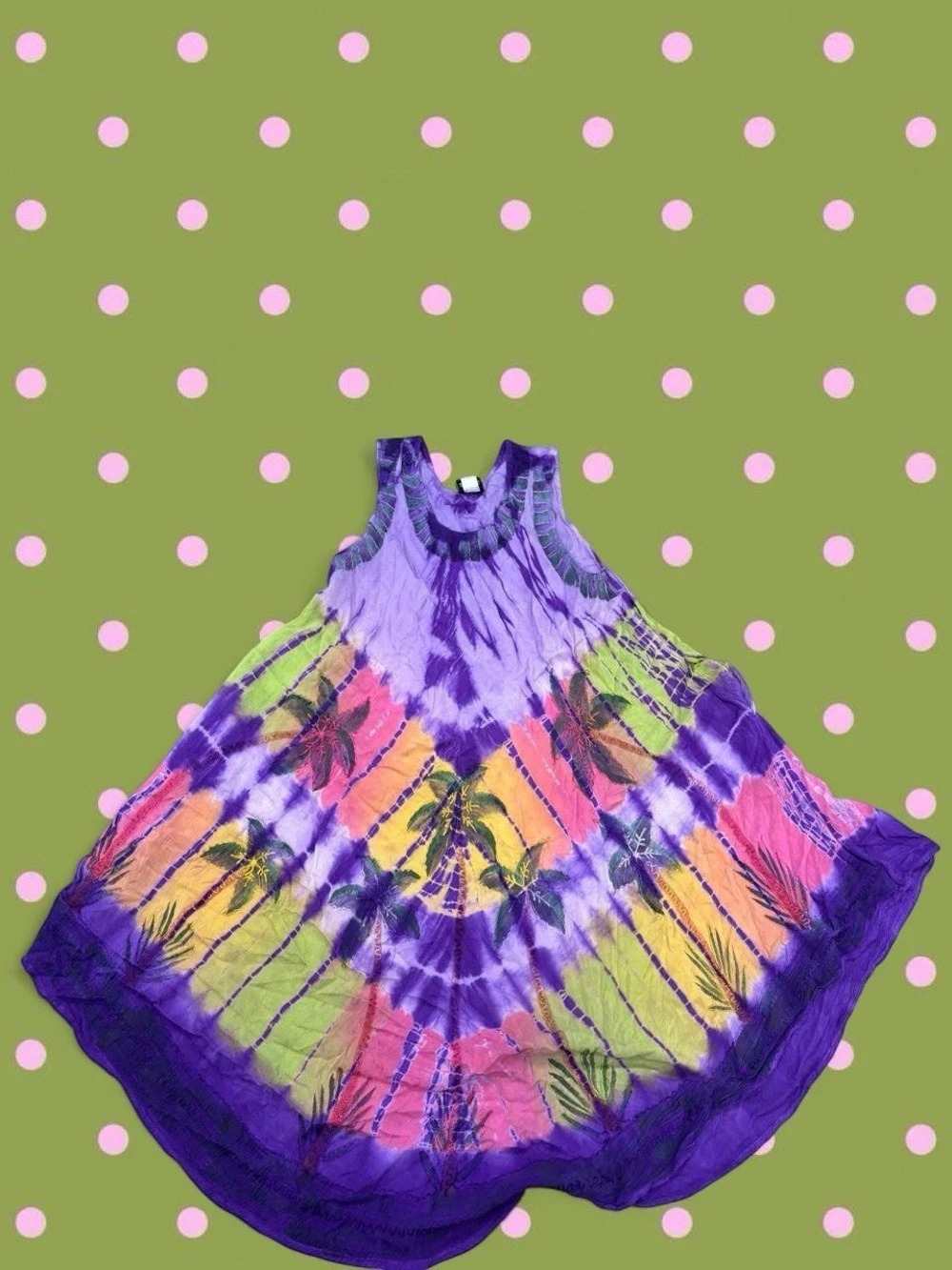 Sakkas ES01 Tie Dye Palm Tree Dress Purple & Green